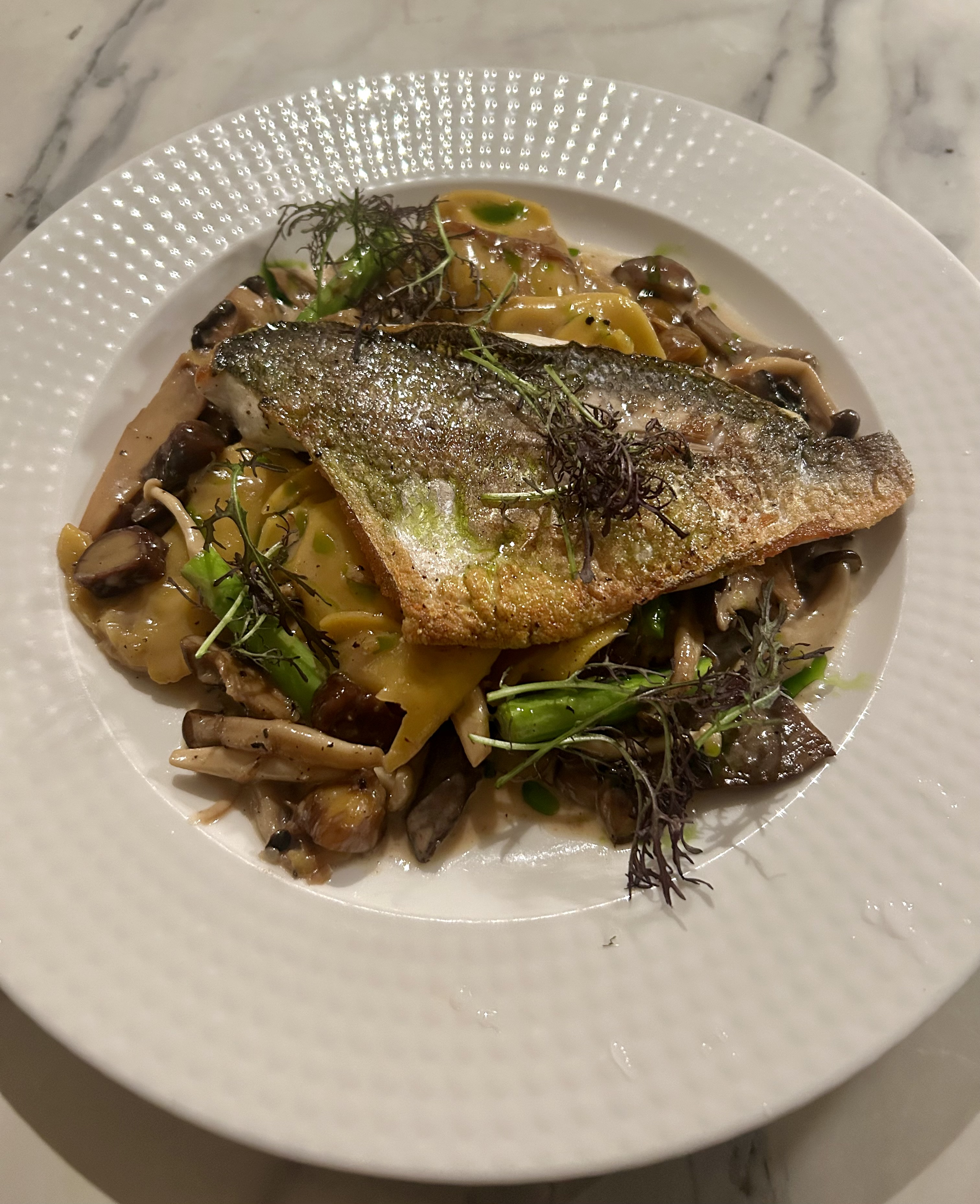 Delicious fish, pasta, and lahmajun at Fringe, inside the Jerusalem Theater