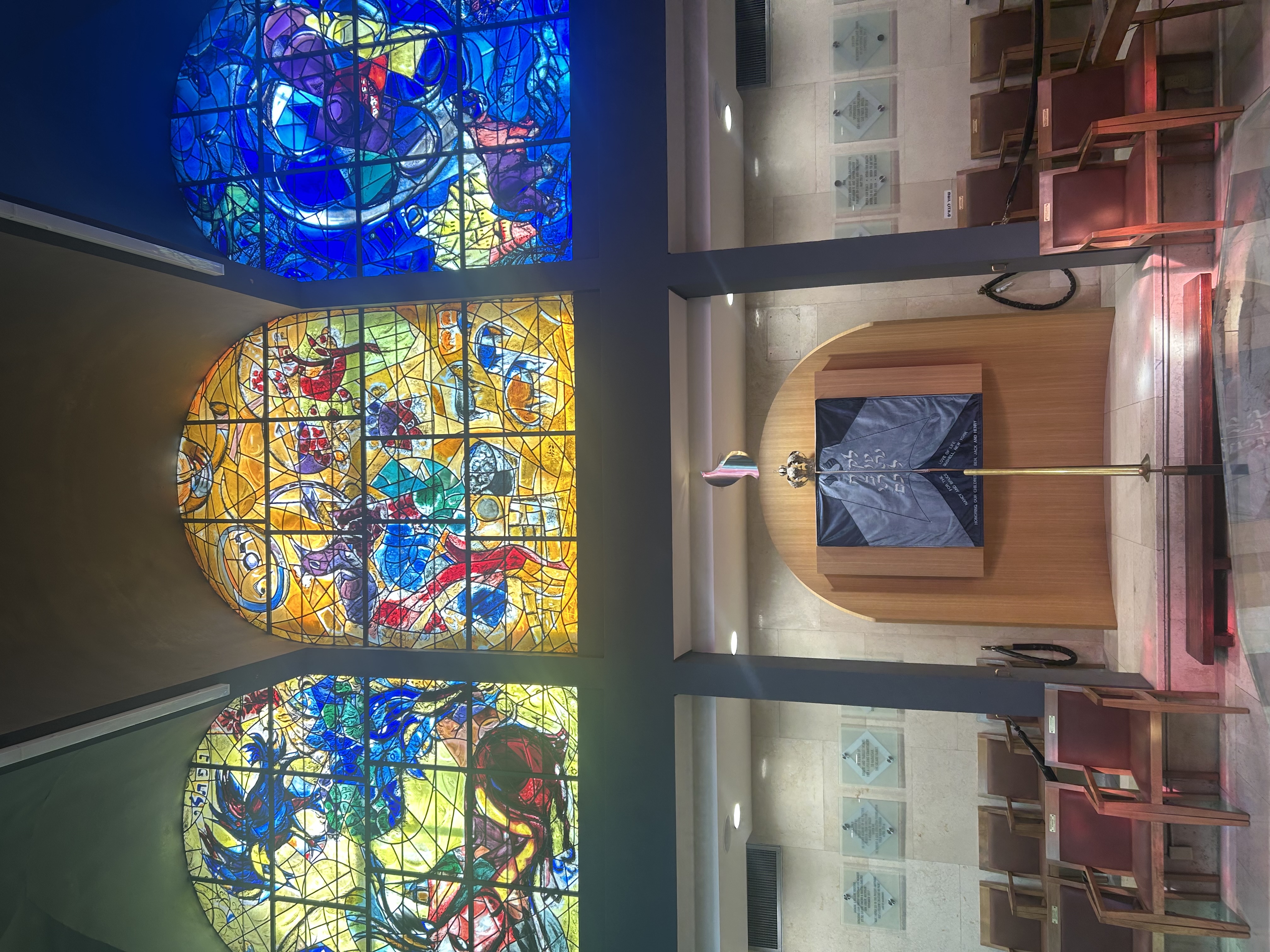 Chagall stained-glass windows depicting the 12 tribes at Hadassah Medical Center Ein Kerem