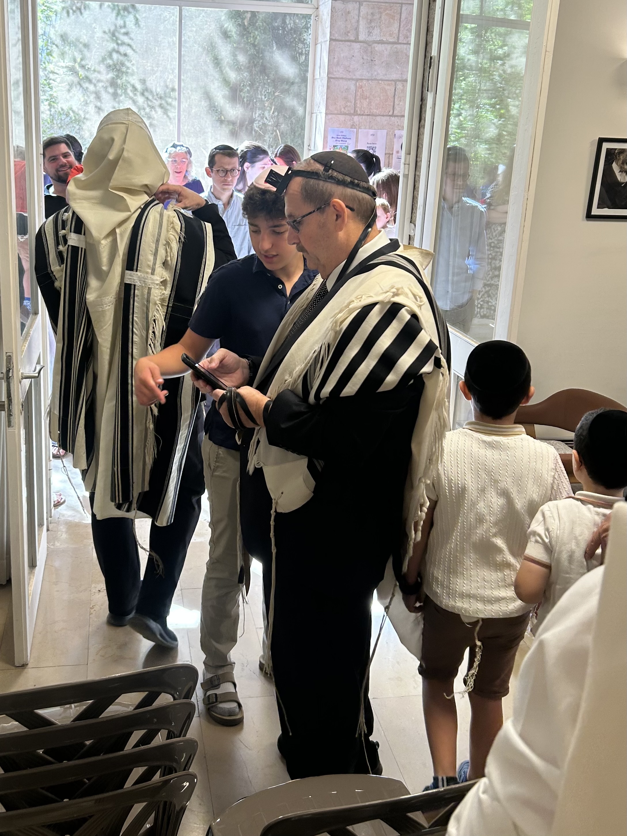 Moshe helping Merv with the livestream at the Gold family bris… mazal tov to Corey and Michal!