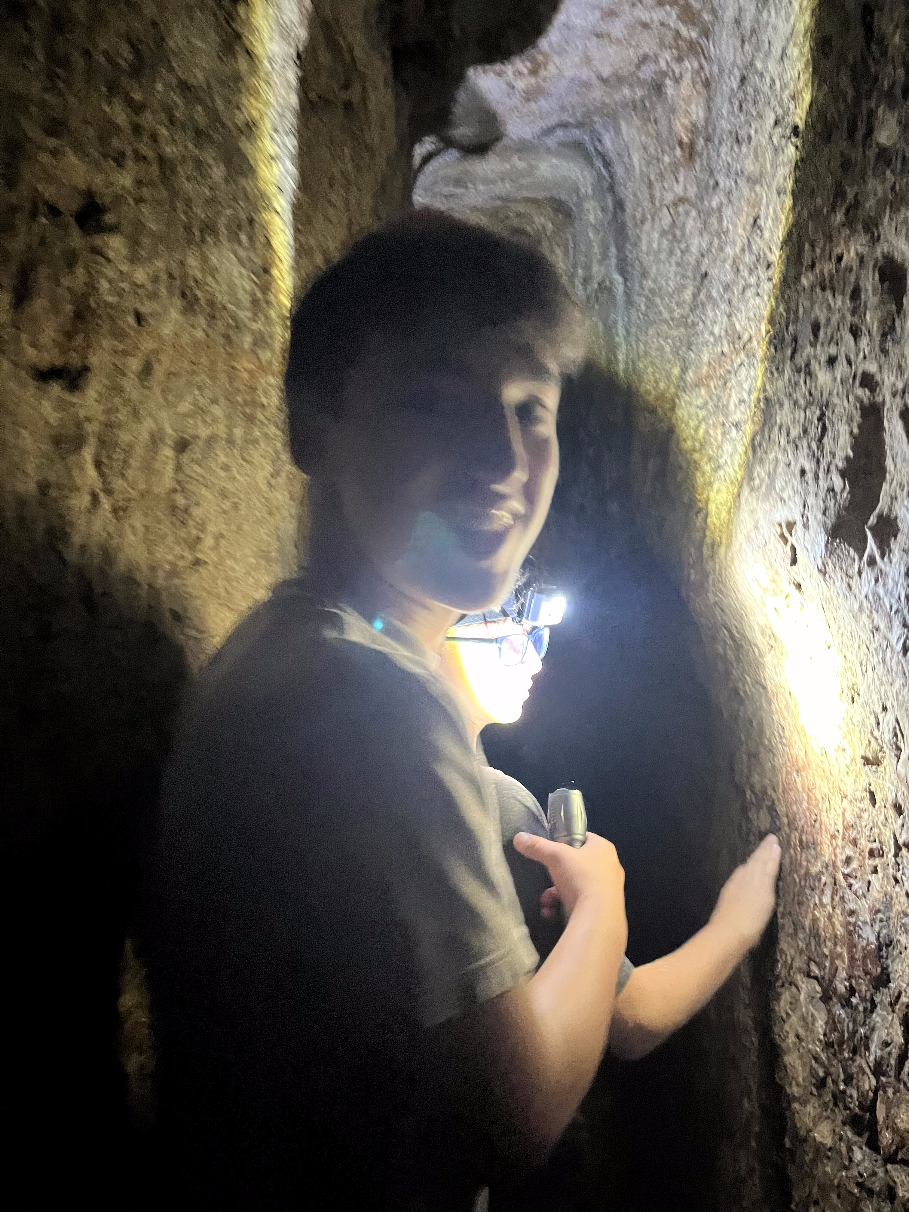 Walking in the Hezekiah water tunnel in Ir David