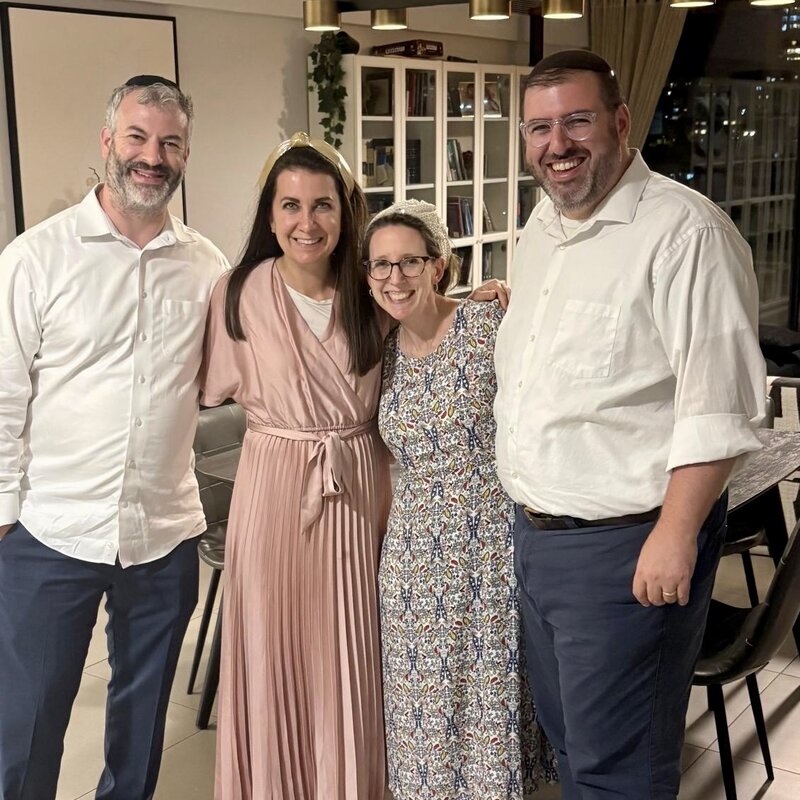 Enjoying a visit with Malka & Aaron Simkovich!